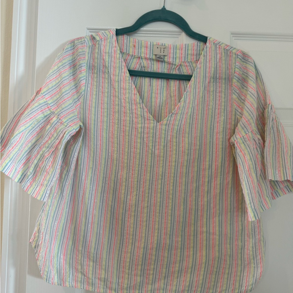 a new day Multicolor Striped V-Neck Blouse